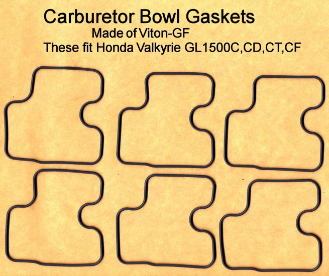 Bowl Gaskets, Viton-GF. Honda Valkyrie GL1500C GL1500CD GL1500CT GL1500CF