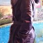 Women's leather jacket with fur trim.