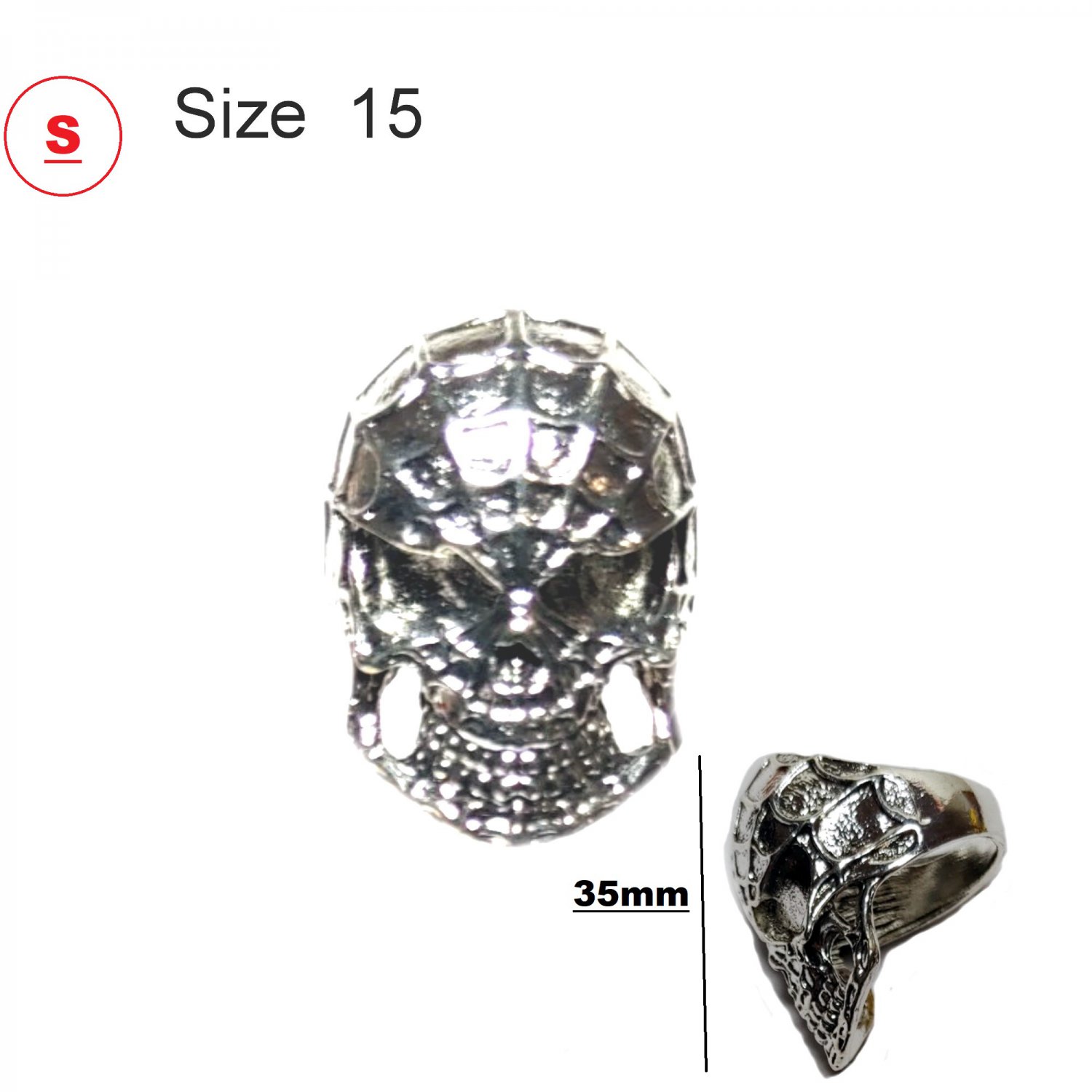 Skull Ring Stainless Steel Size 15