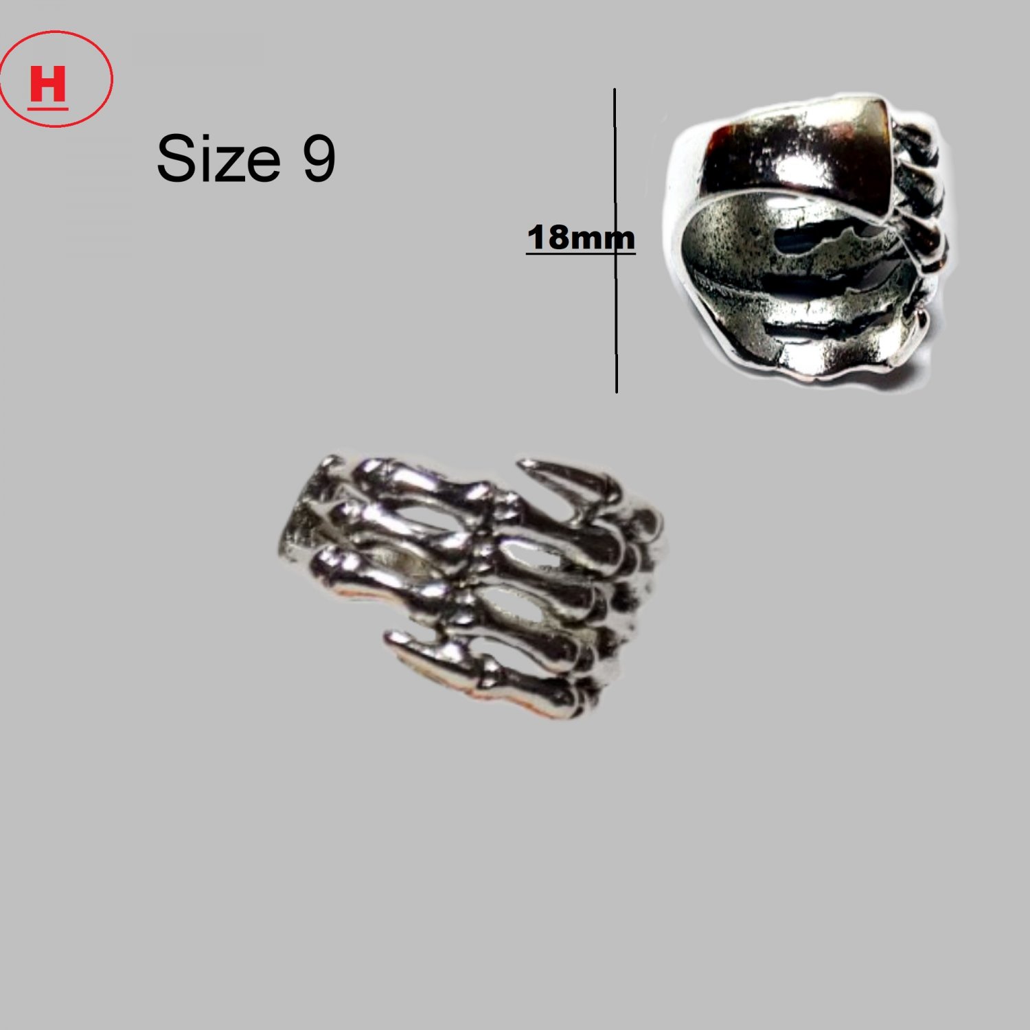 Skelton Hand ring Stainless Steel Size 9