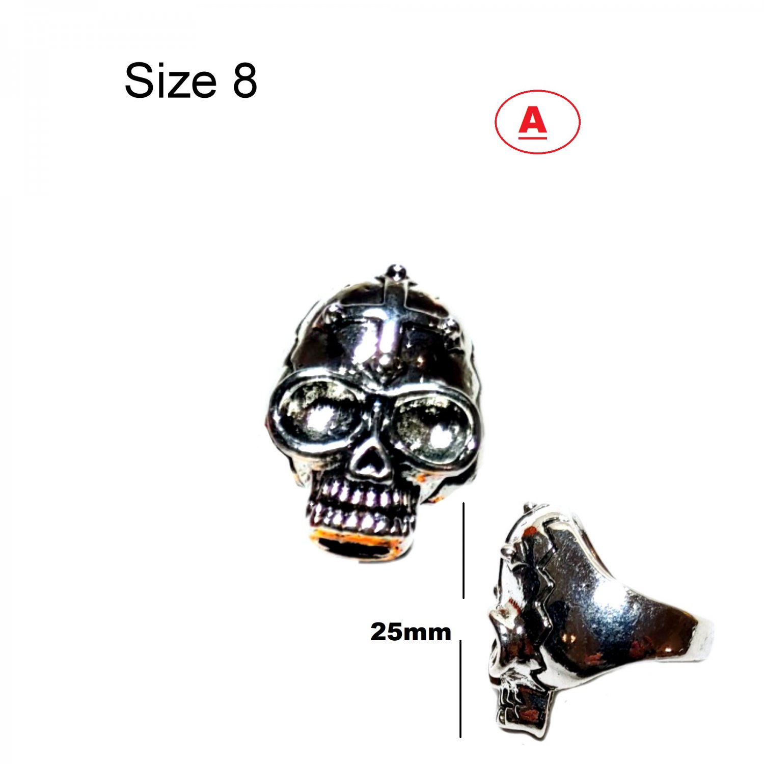 Skull Ring Stainless Steel Size 8