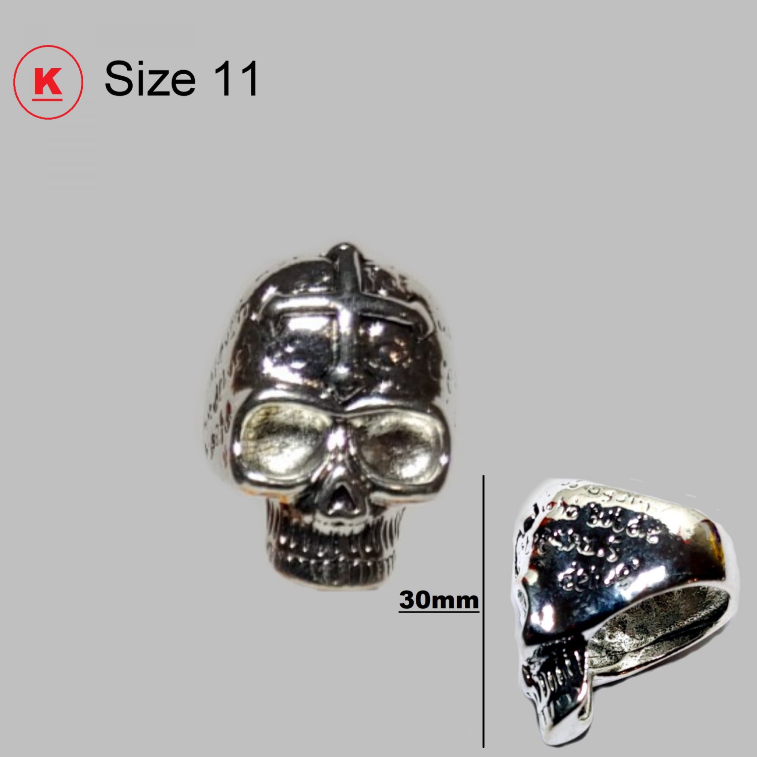 Stainless Steel Skull Ring Size 11