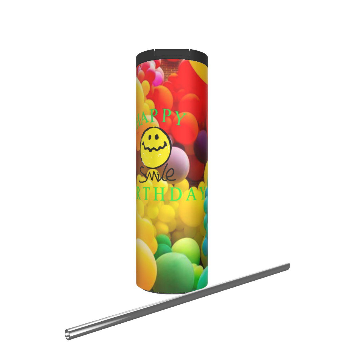 Tall Tumbler With Straw Birthday