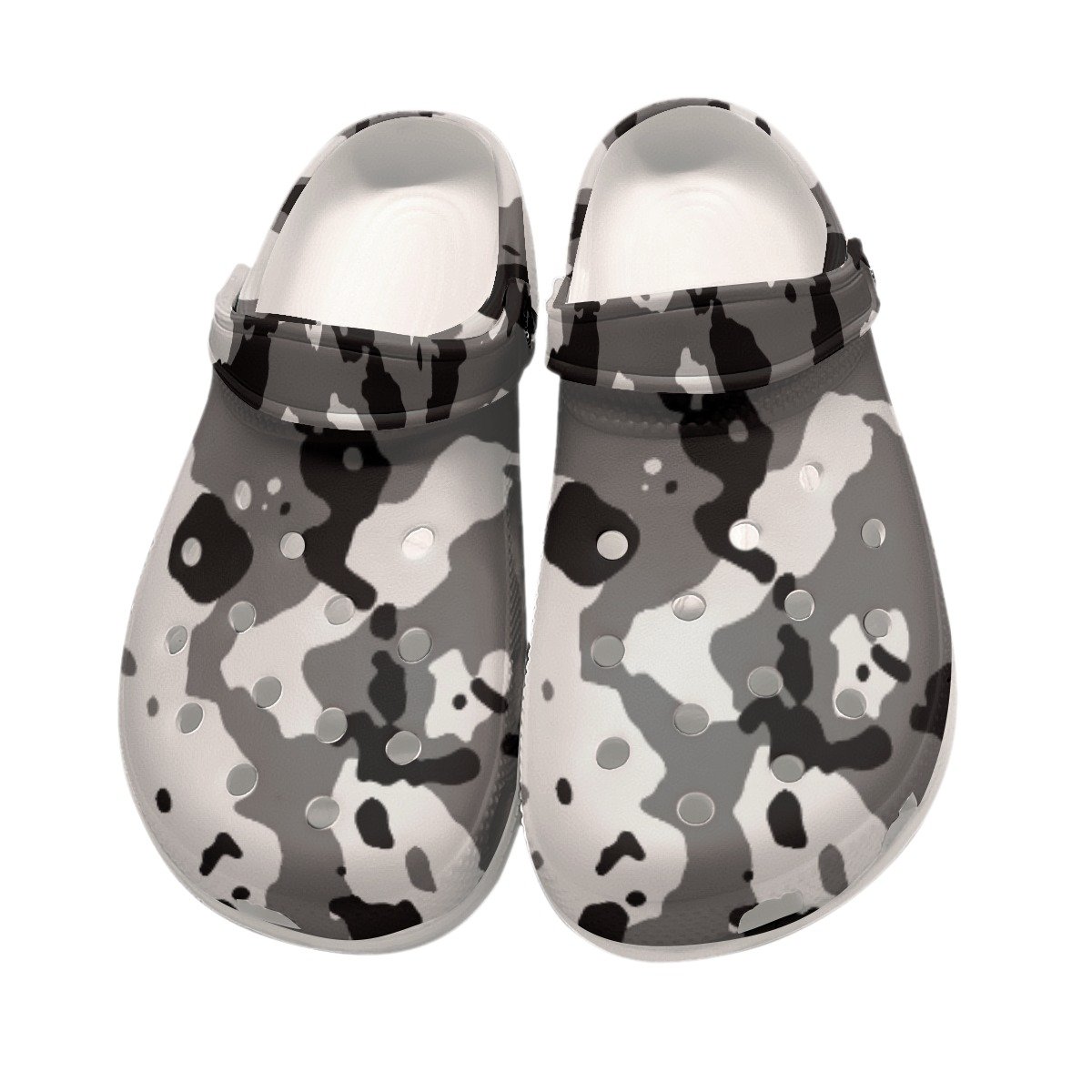 Men's Grey Camo Clogs With Strap