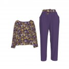 Women's Elastic Back Suit Purple Floral