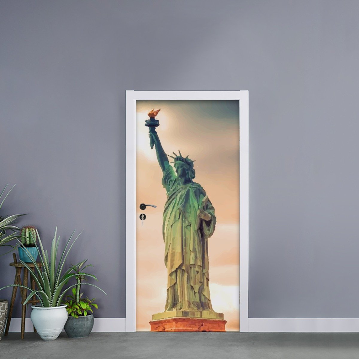 Self Adhesive Door Stickers Satue of Liberty