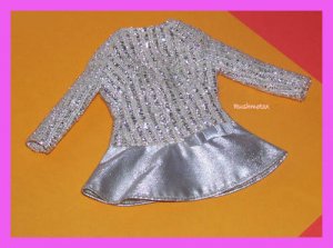 Vintage Barbie Doll Silver Sparkle #1885 Tagged Dress