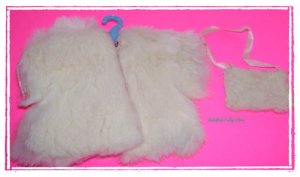 Vintage Vogue Ginny Doll Real Fur White Jacket & Purse