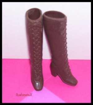 Vintage Barbie Doll Brown Squishy Plastic heeled boots