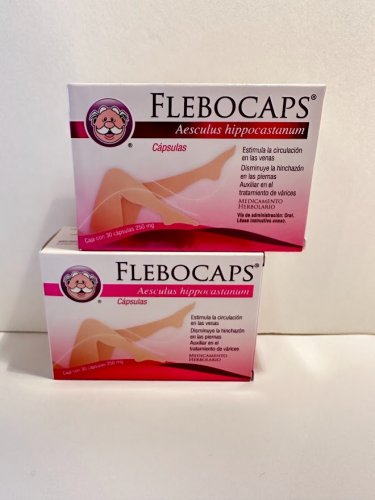 2 PACK FLEBOCAPS Casta&Atilde;&plusmn;a de Indias 30 Capsulas 250mg Tratamiento Para Varices Natural  Envio Gratis