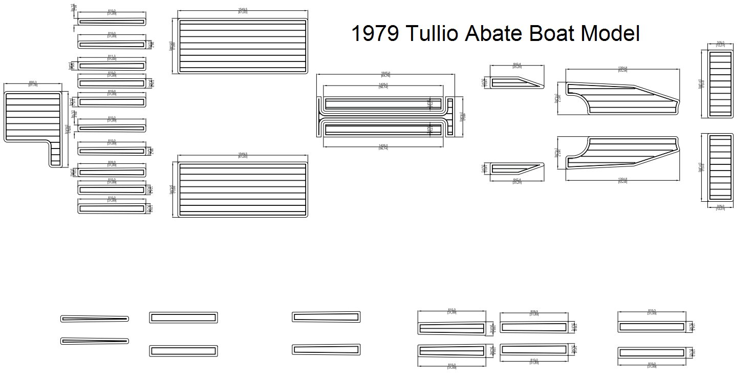 1979 Tullio Abate Boat Model Pad Boat EVA Teak Decking 1/4" 6mm