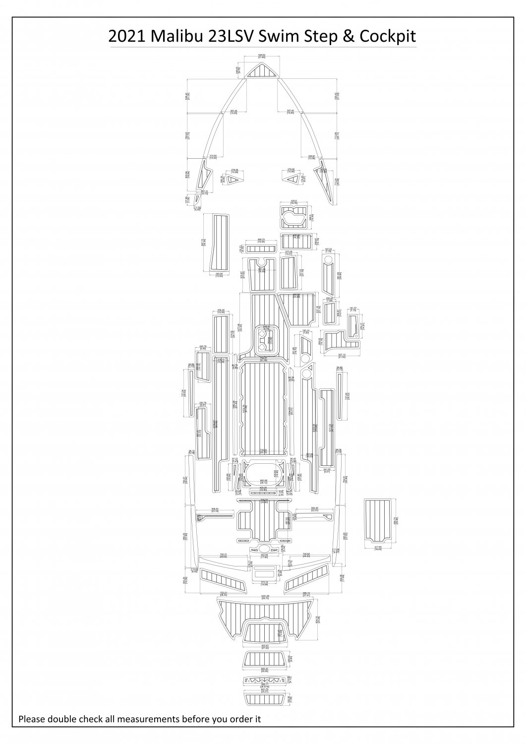 2021 Malibu 23LSV Swim Step Cockpit Boat EVA Faux Foam Teak Deck Floor Pad