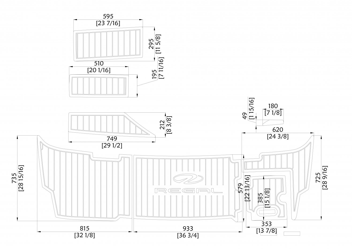 2013 Regal Express 28 Swim Platform Boat EVA Faux Foam Teak Deck Floor Pad