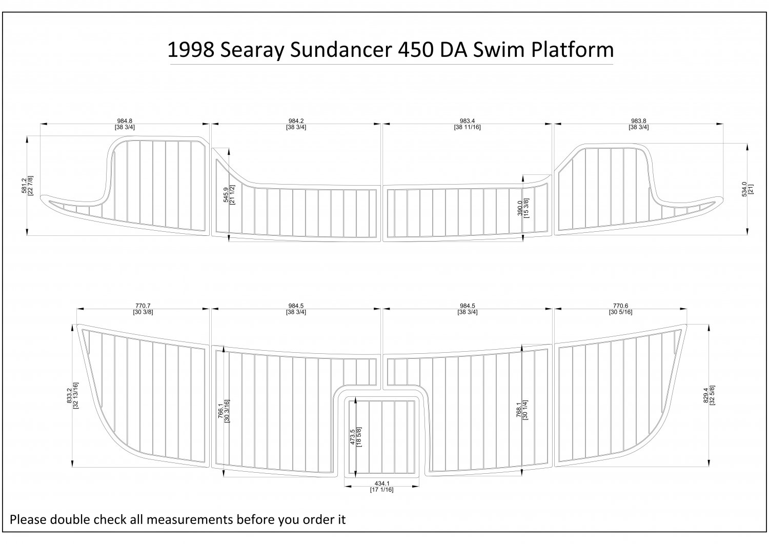 1998 Searay Sundancer 450 DA Swim Platform Boat EVA Foam Teak Deck Floor