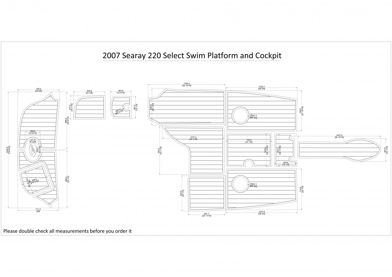 2007 Searay 220 Select Swim Platform Cockpit Boat EVA Faux Foam Teak Deck Floor