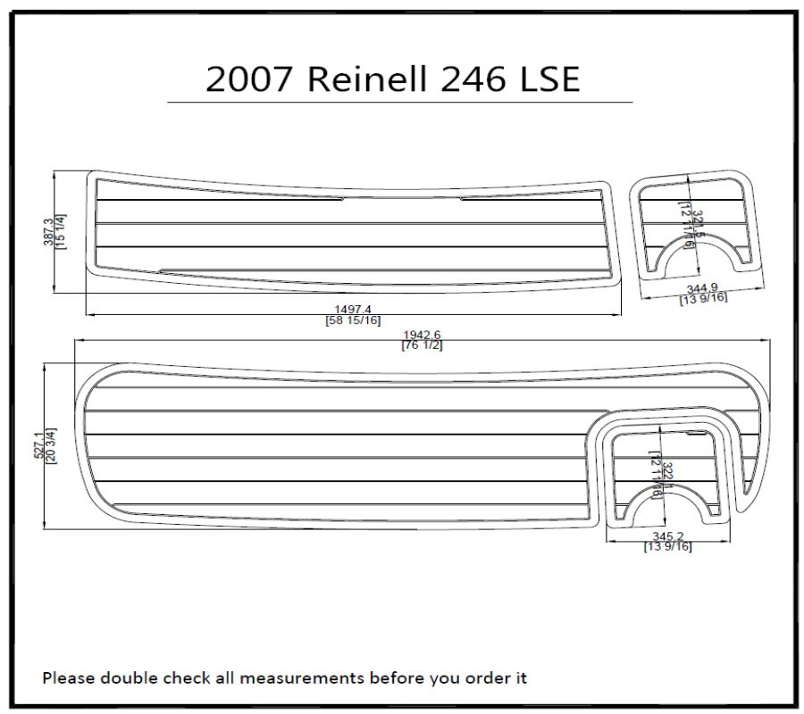 2007 Reinell 246 LSE Swim Platform Pad Boat EVA Teak Decking 1/4" 6mm