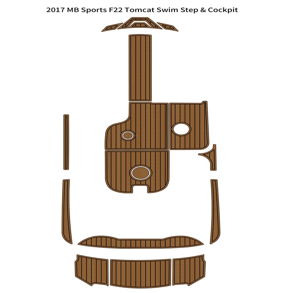 2017 MB Sports F22 Tomcat Swim Platform Cockpit Mat Boat EVA Foam Teak Floor Pad