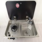 1 Burner Gas Stove Hob Sink Comb Glass Lid 536*318*146/120mm Boat Caravan GR-903