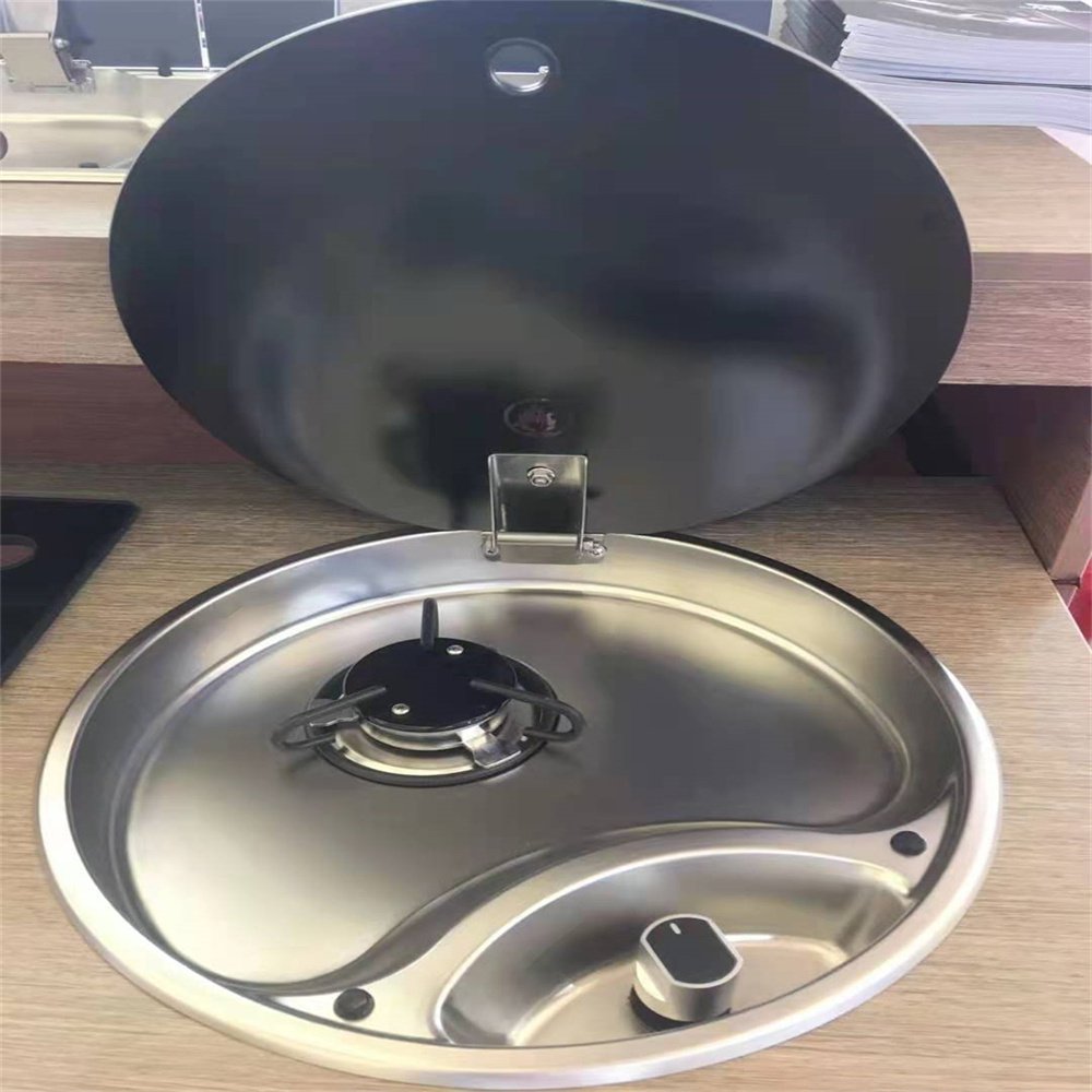 1 Burner Gas Stove Hob Glass Lid 1*1.8KW 340*340*110mm Boat Caravan RV