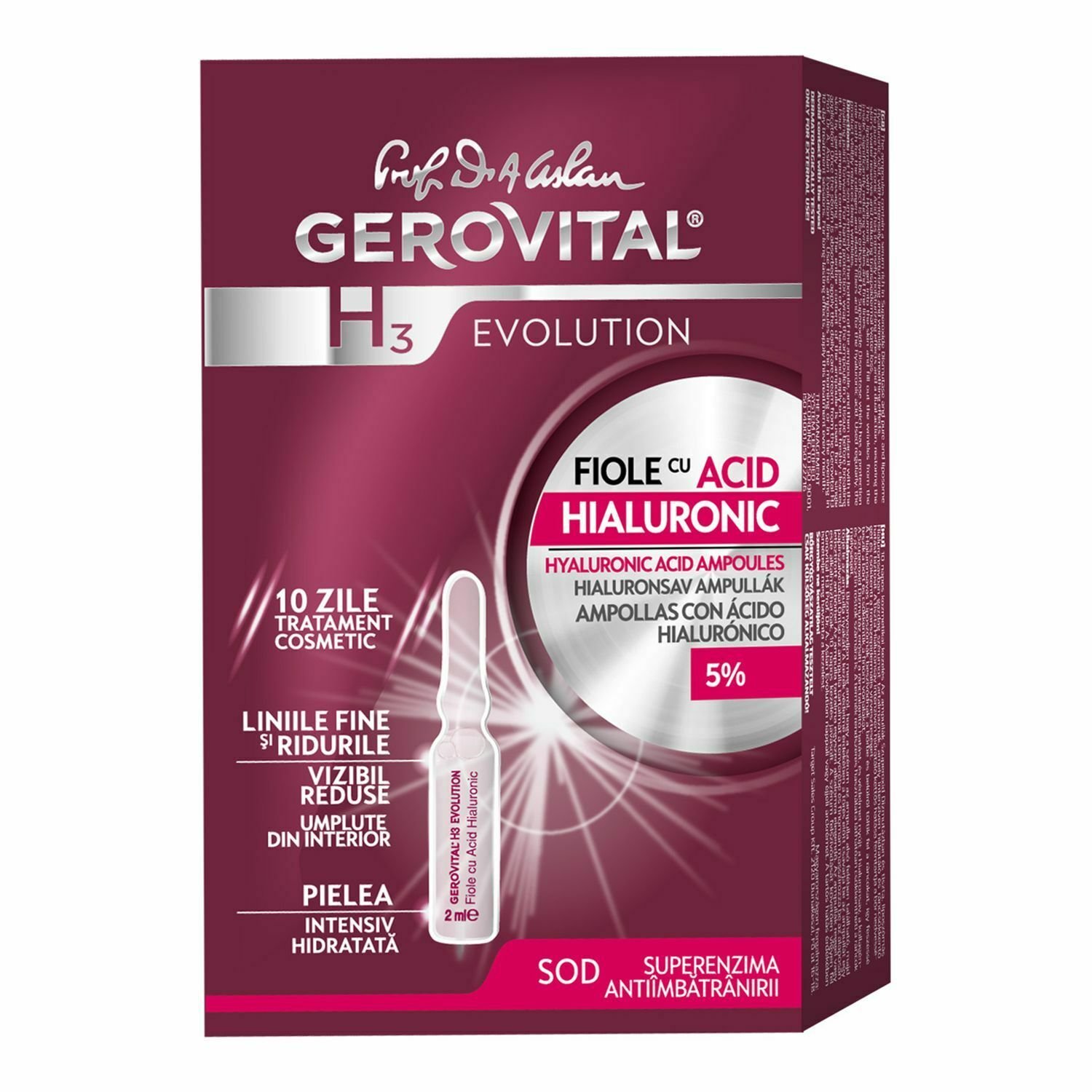 Gerovital H3 Evolution 10 x 2 ml Vials With Hyaluronic Acid 5%