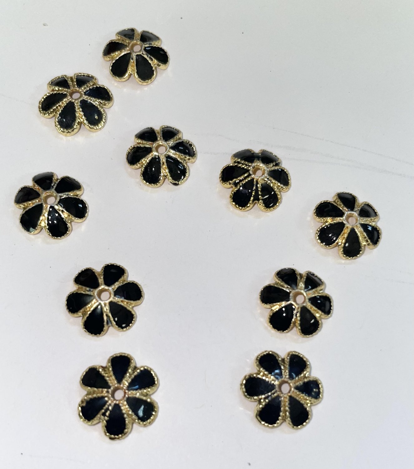 Beadcap Cloisonne Black QTY 25 New
