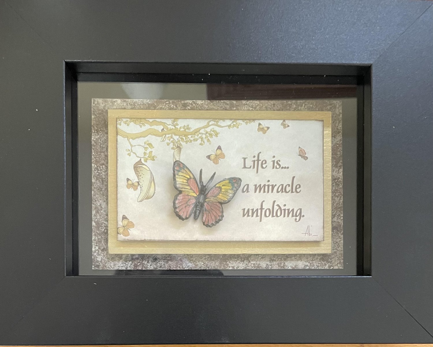 Spiritual Message Shadowbox Wall Art Life is a Miracle Unfolding FREE SHIPPING
