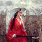 Ancient Chinese Woman Hanfu with Long Veil Painting-Signed Artwork-Digital Download