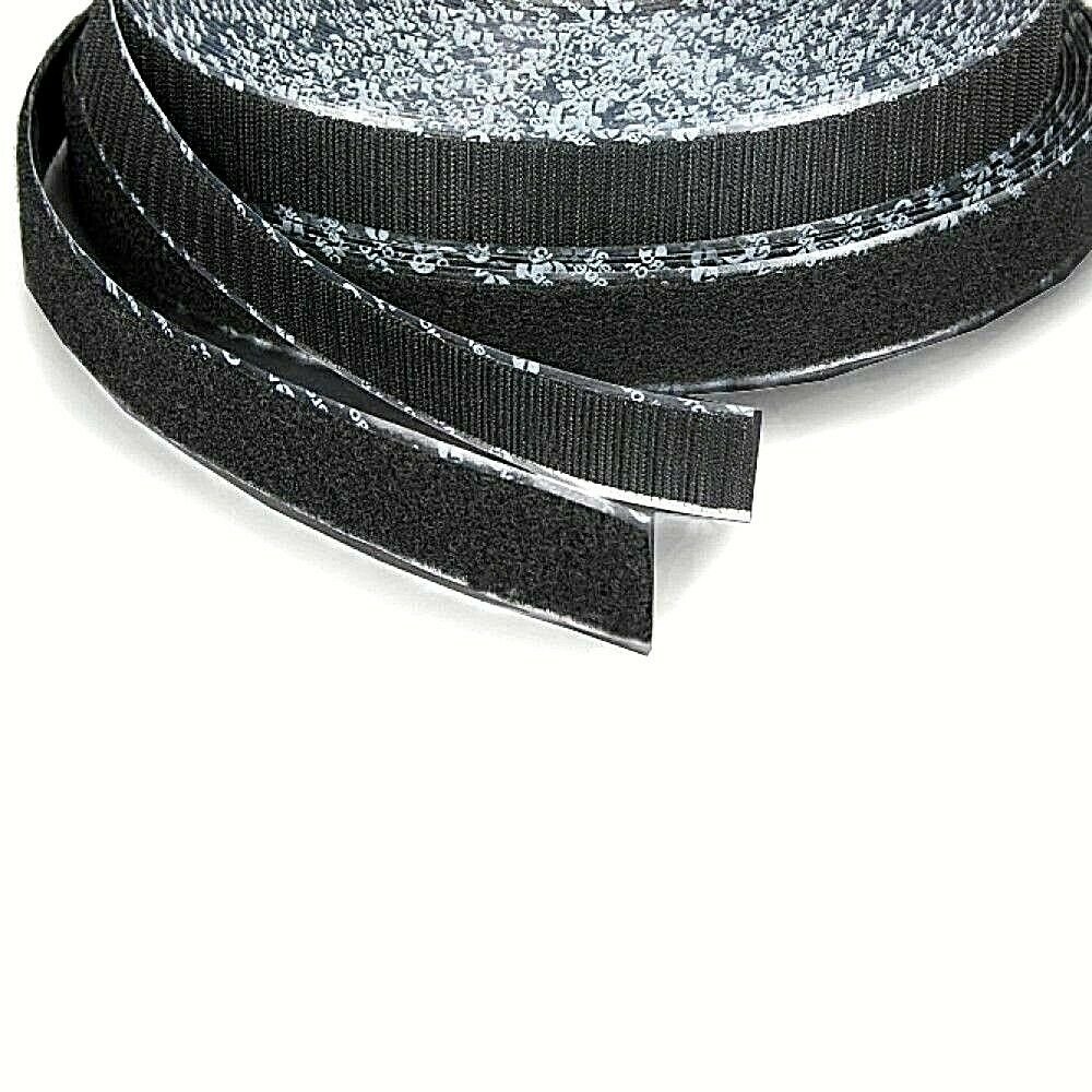 1" Wide VELCRO&Acirc;&reg; Brand HIGH-TACK Self Adhesive Black Tape Strip Set - 2 YARDS