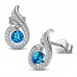Sterling Silver Dangle Earrings with Crystals from Austria, Birthday Gift