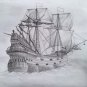 Beautiful Wall Art pencil hand drawing Galleon Sailing Ship Gift