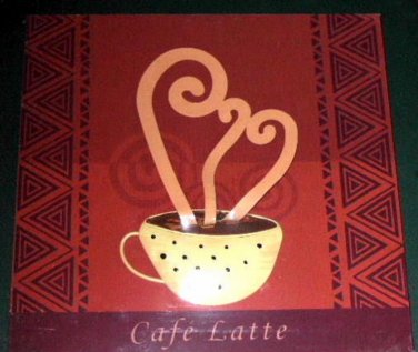 Cafe Latte Wall Decor Coffee Cup Wood And Metal Plaque