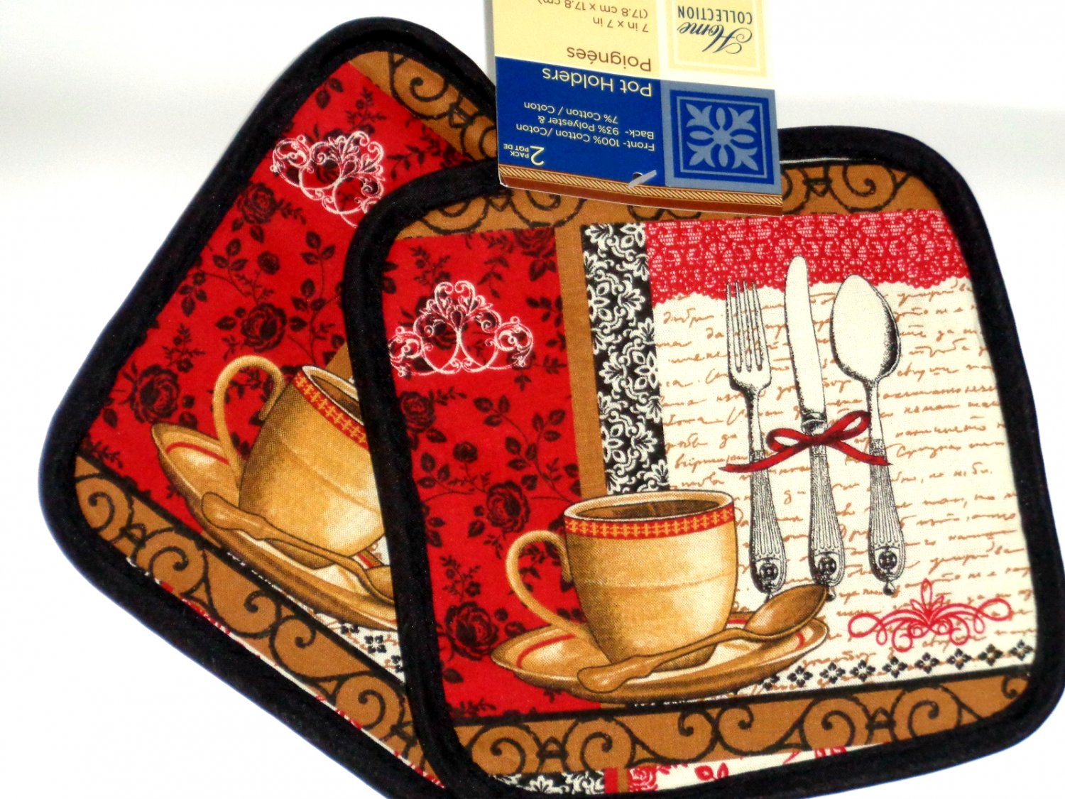 Coffee Cup Kitchen Towel Pot Holders Oven Mitt Set