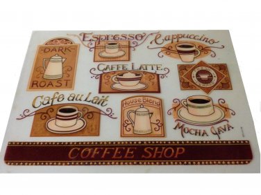Coffee Cups Placemats Set Espresso Cappuccino Latte Mocha Themed