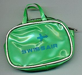AIRPLANE SWISSAIR BAG vintage advertisement green & Rare
