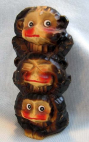 Vintage SEE NO EVIL Ceramic Bank - Stacked Monkeys