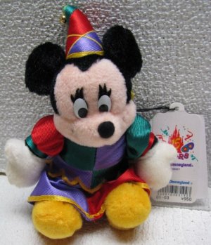 DISNEY Mickey MINNIE MOUSE JESTER Plush Pin Tokyo 1998