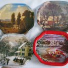 Vintage Tin Metal Snack Trays - Set of 6 Vintage Tin Metal Snack Trays - Set of 6