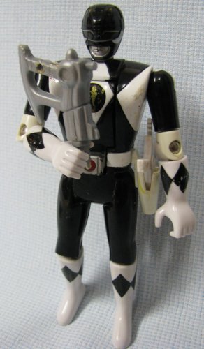 Power Rangers Auto-Morphin Zack Black Ranger Flip Head Figure Bandai