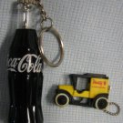 Coca-Cola Miniature Pen Bottle + Model T Keyrings Coke