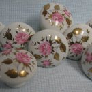 8 Porcelain White Floral Ceramic Cabinet Knobs