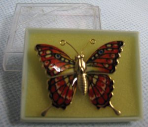 Colorful Butterfly Moth Pin - Unique Gold Enamel Brooch