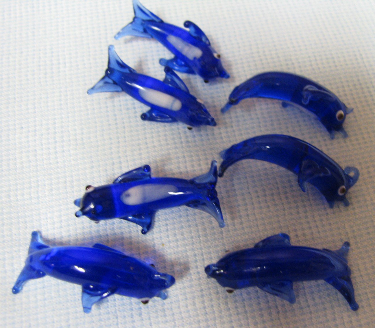 Hand Blown Blue Fish Mini Figurines Charms Mobiles