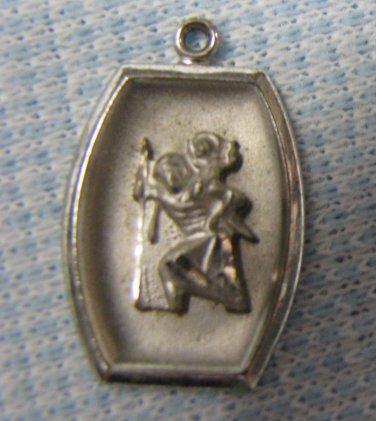ST CHRISTOPHER Sterling Charm Pendant Vintage Rosary