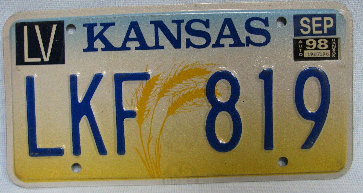 1998 Kansas Auto License Plate