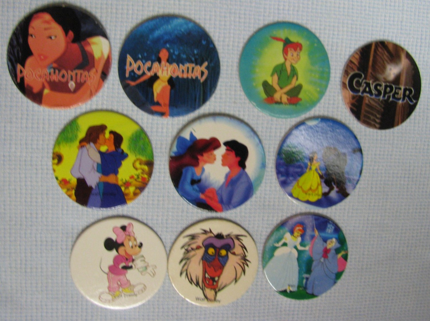 Disney Pogs Lot Minnie Pocahontas Peter Pan Slammers Milk Caps