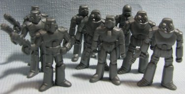 13 Mini Silver Gray Robot Lot - 2 Inch Hollow Plastic
