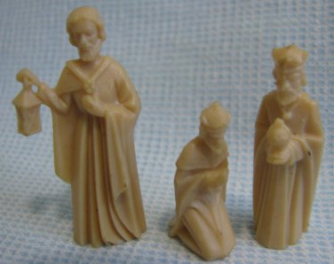 Vintage Nativity 3 Wise Men King Plastic Figures Miniatures TINY Tiny