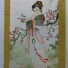 Japanese Scroll Hand Painted Geisha Cherry Blossoms