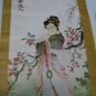 Japanese Scroll Hand Painted Geisha Cherry Blossoms