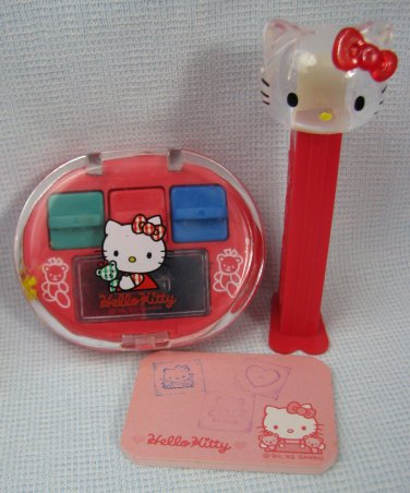 Hello Kitty Rubber Stamp Notepad Set + Pez Dispenser by Sanrio